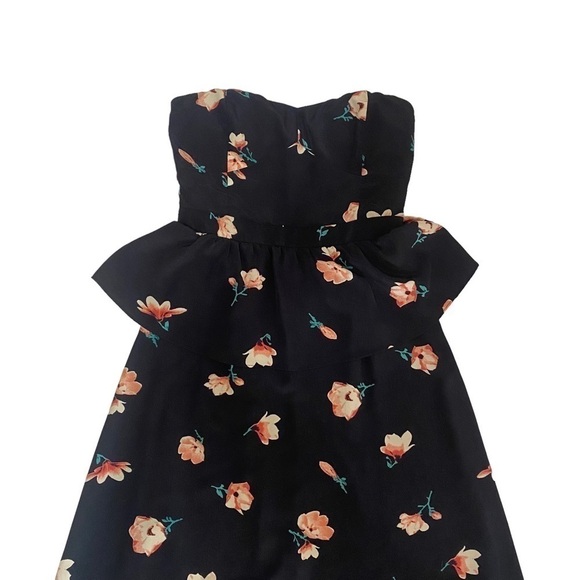 MM Couture black floral print strapless peplum maxi dress Size XS - Picture 8 of 8